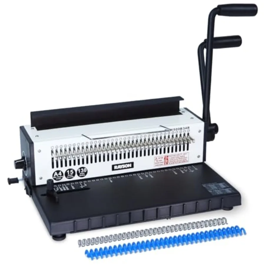 

TD-1500B34R Binding Machine Round Holes 3:1 Pitch Wire-O Binder Punch 15 Sheets/Bind 130 Sheets with Sturdy Metal Construction