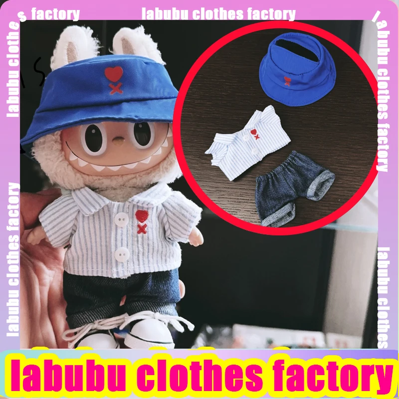 

Labubu Clothing Accessories Anime Labubu Doll Clothes Heart-shaped Striped Shirt Labubu V1V2 Dolls Clothing Plush Doll Universal