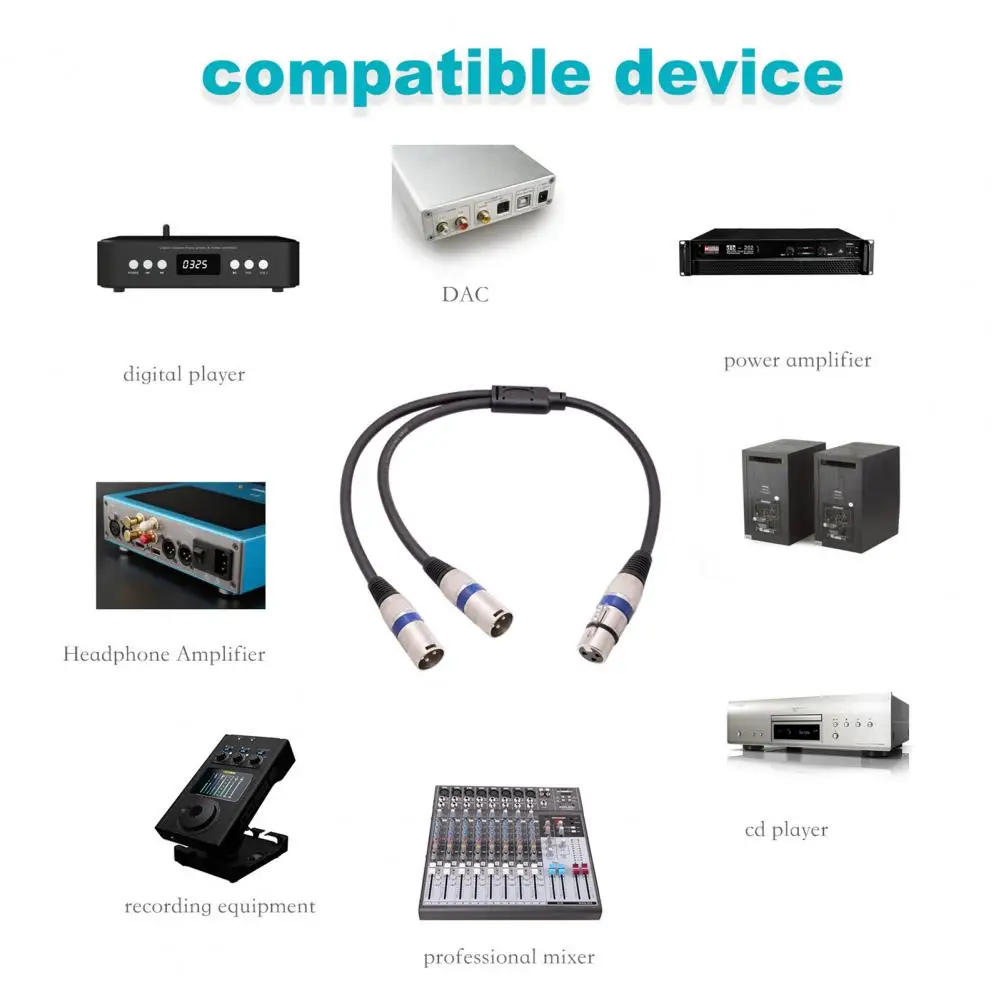 Audio Line with Double-layer Shielded Wire Metal Plating Shielded Wire Xlr Y-splitter Cable 3pin Balanced Microphone Cable Dual