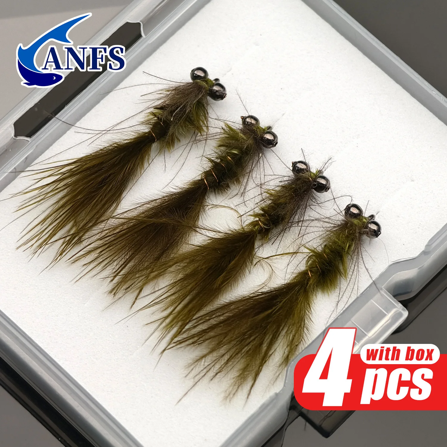 ANFS 4 Stück Olive Damsel Fliegen, Terrestrische Fliegen, Nymphenfliegen, Süßwasserfliegen