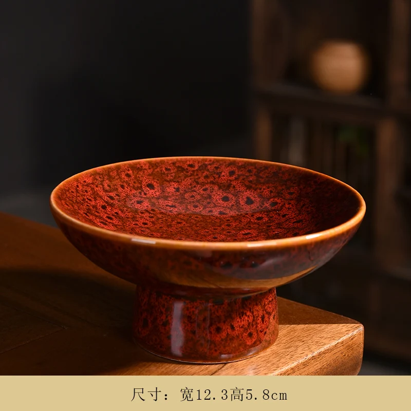 High Feet Ceramic Plate Fruit Refreshment Tray Snack Cake Pan Dessert Bowl Dim Sum Dish Candy Plates