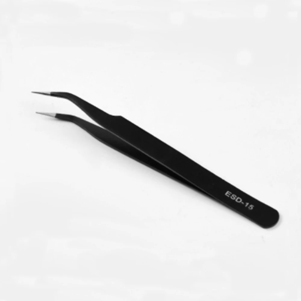 

Anti-static ESD15 Stainless Steel Tweezers Maintenance Tools Industrial Precision Curved Straight Tweezers Repair Tool Watch