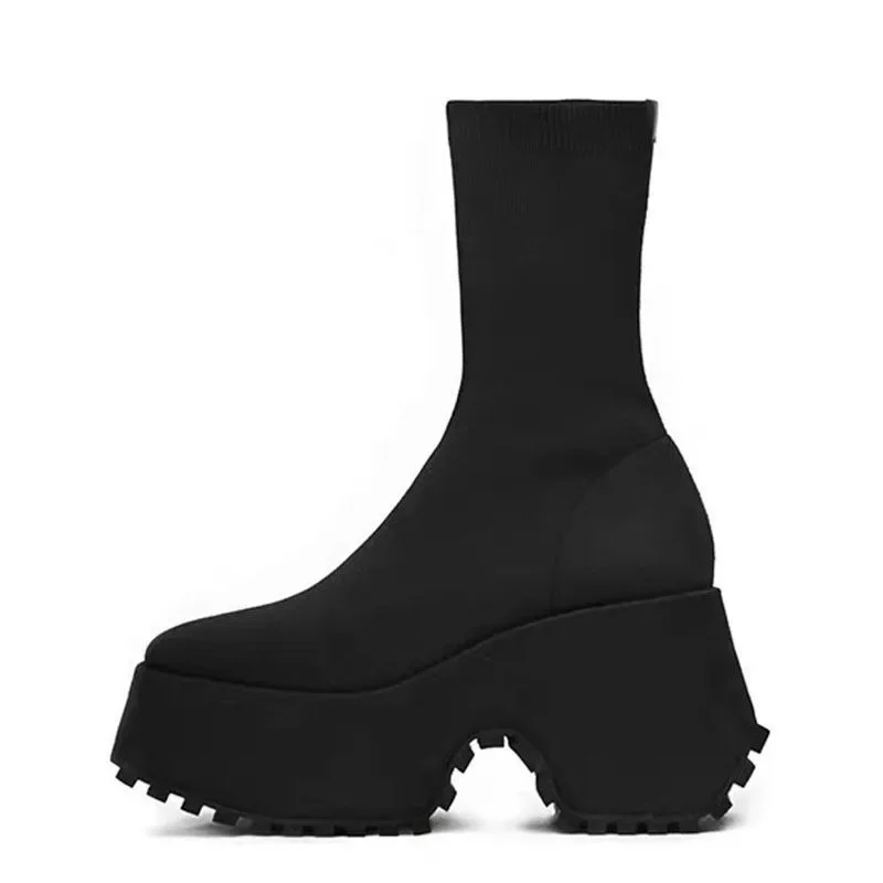 Ankle Super High Heels Chelsea Boots Women Shoes New Chunky Ladies Shoes Sexy Pumps Platform Goth Motorcycle Snow Boots