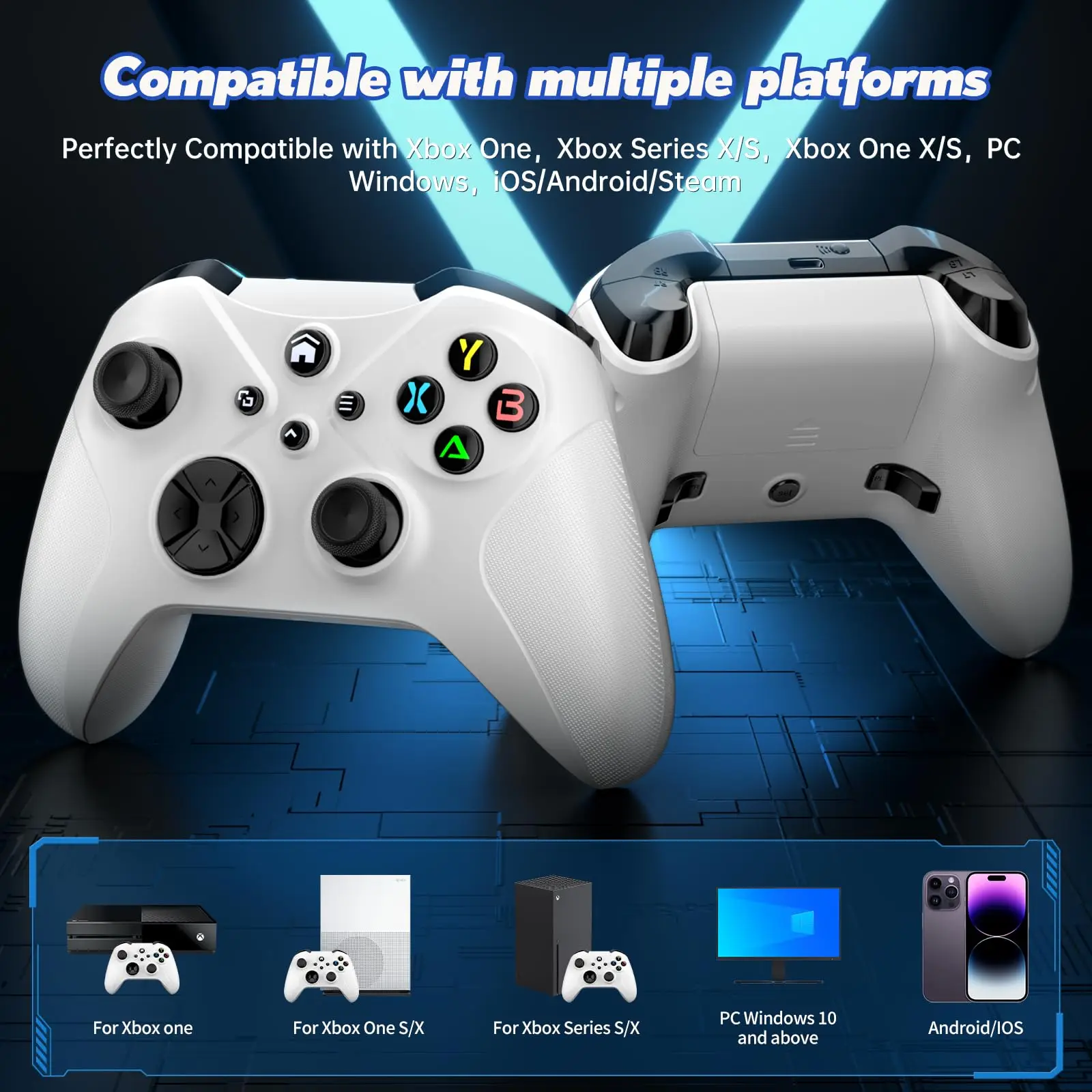 

Controller for Xbox One Series X/S/Android/PC/Steam Wireless Controllers Dual Vibration Trubo FUNC 6-Axis Gyro Joystick Gamepad