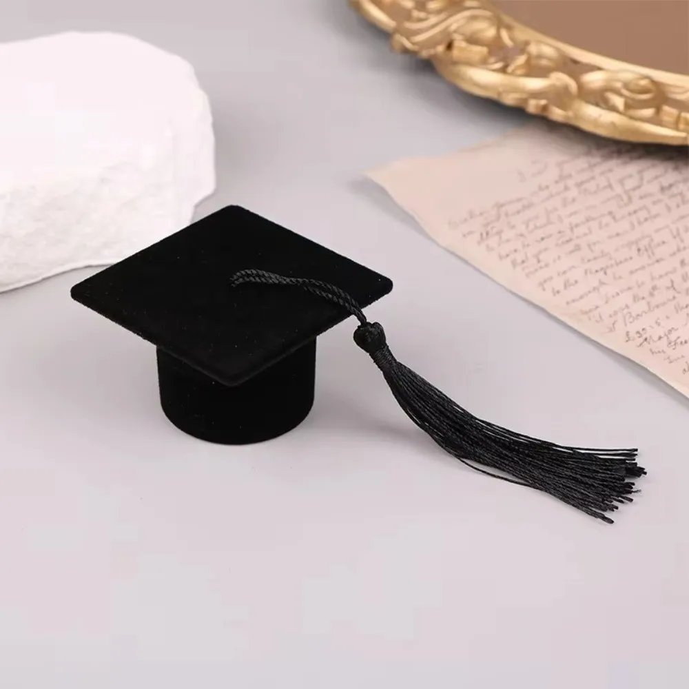 Composites Doctoral Hat Ring Box Doctoral Hat Shape Creative Jewelry Storage Box Earrings Packaging Box
