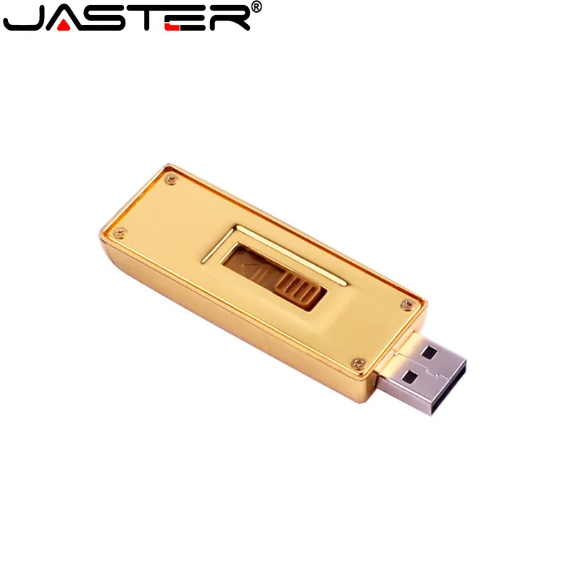 JASTER Gold Bar USB 2.0 Flash Drive 128GB Metal Bullion Cool Creative Gift Pen Drive 64GB Funny Business Gift Memory Stick 32GB