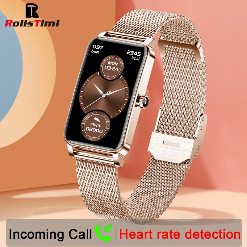 Rollstimi Smart Watch Women Smartwatch For Android 2024 Waterproof Watches Bluetooth Music Watches Full Touch Bracelet Clock New