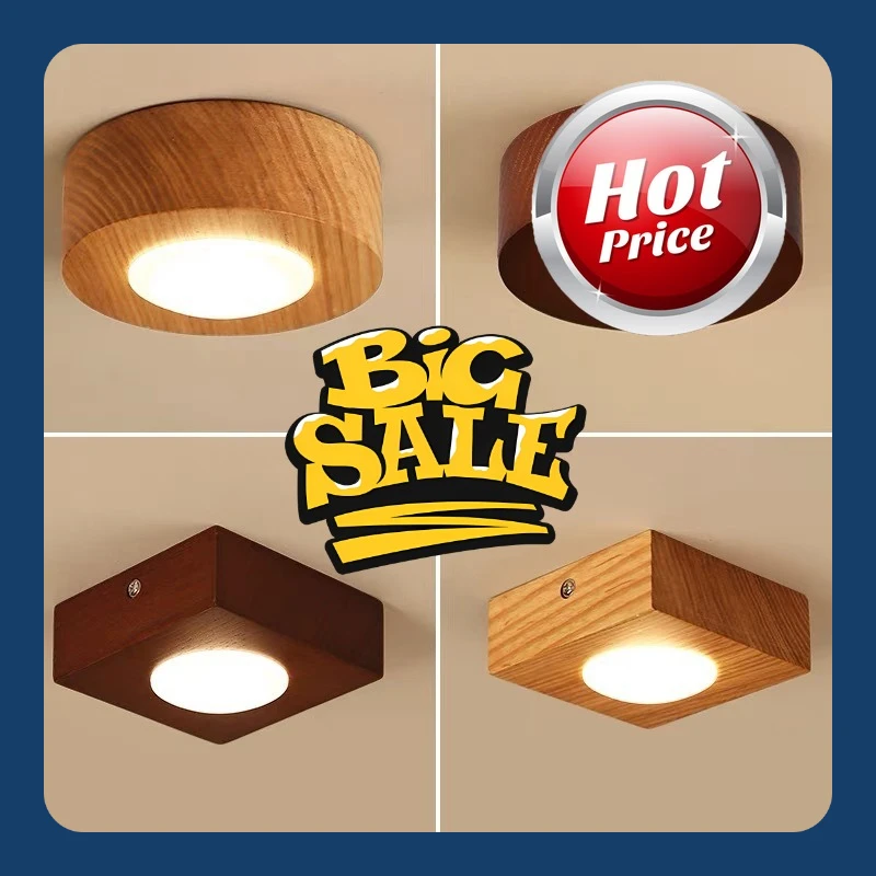 

Scorridor Lamp Wood Led Lights Walnut Ceiling Light for Living Room Spotlights Porch Light Home Decor Lighting
