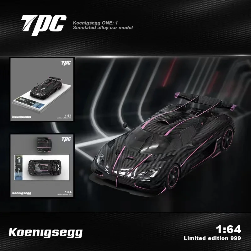 

TPC 1:64 Koenigsegg one1 black with pink / gold line limited999 Diecast Model Car