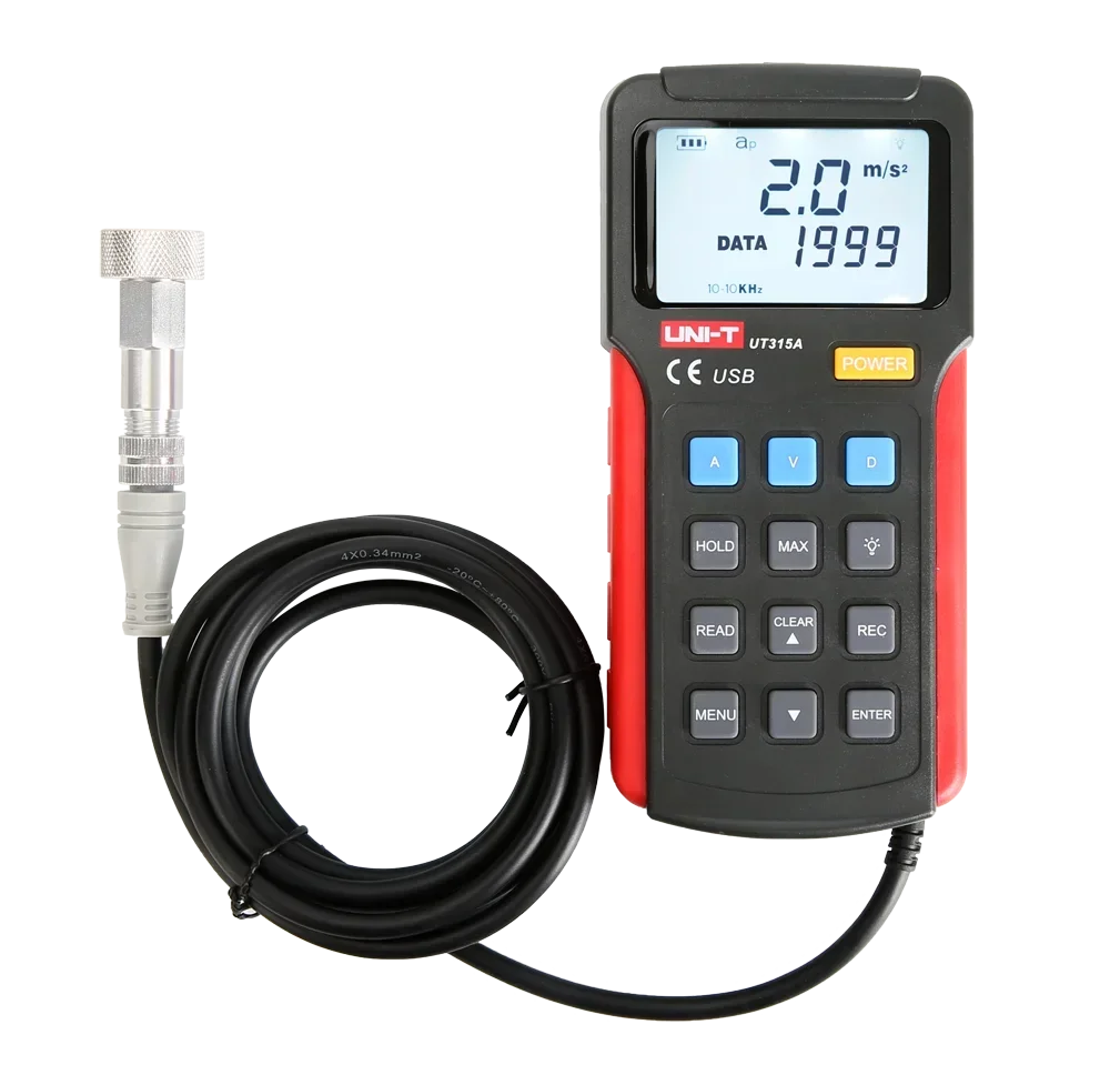 uni- UT315A Industrial Digital Vibration Meter Device Probe Vibration Analyzer Precision Measure Vibrator Tester Handheld