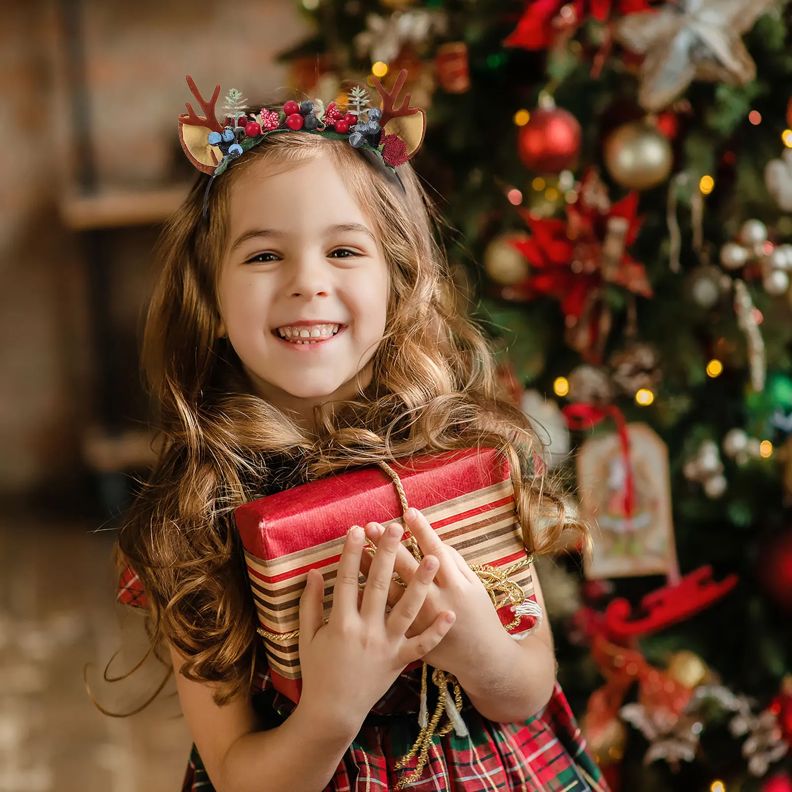 

2pcs Christmas Headb Pcs Xmas Antler Hair Accessories Cloth Child Party Xmas Hair Hoops Decor Hairstyle Tools Holiday Gifts
