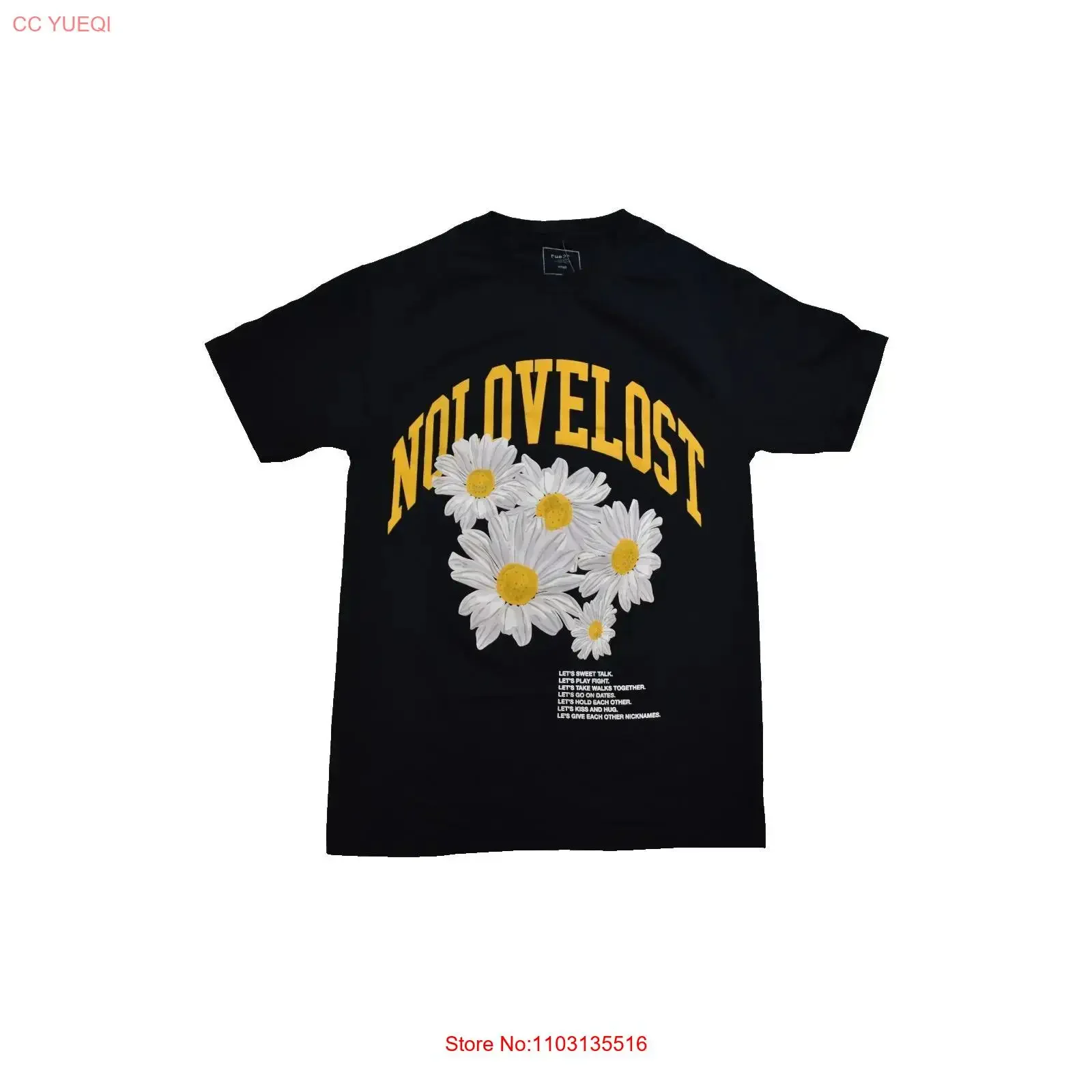 Camiseta negra NoLoveLost Daisies de Rue 21 para mujer, nueva, talla S M, estilo vintage lavado, streetwear unisex, informal y versátil.