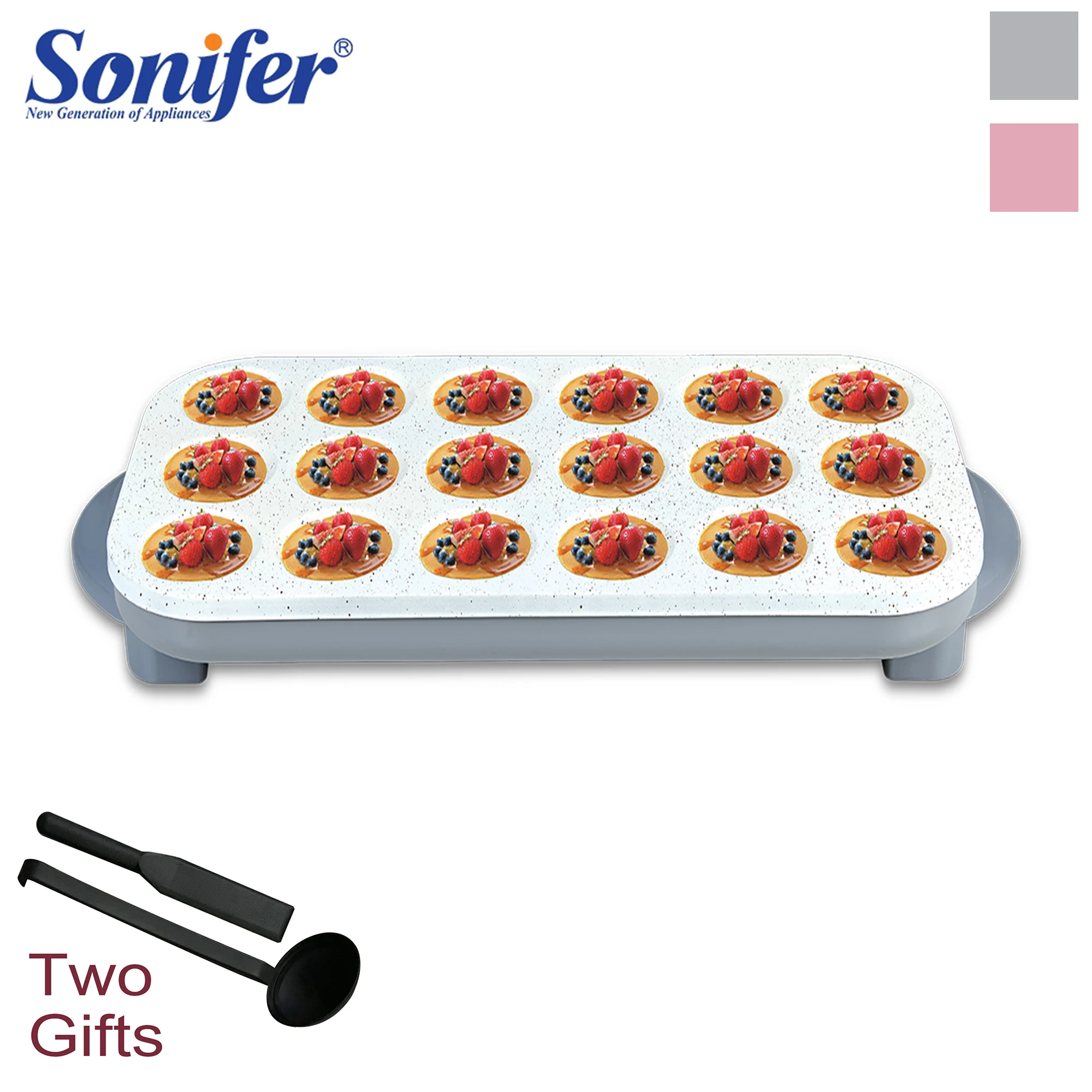 

Multi Functtional Pancake Maker 18 Holes Nuts Cake Donut Machine Kitchen Breakfast Non-stick Cook Plates BBQ 800W Sonifer