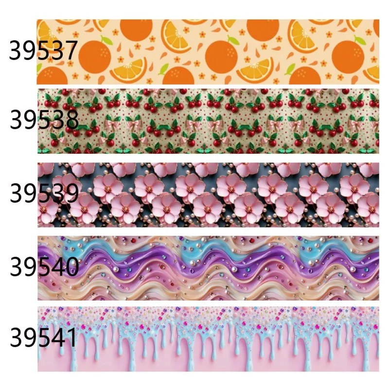(5yards) Orange Ribbon Flower Rainbow Printed Grosgrain Ribbon for Hairbows Crafts Materials DIY Accessories