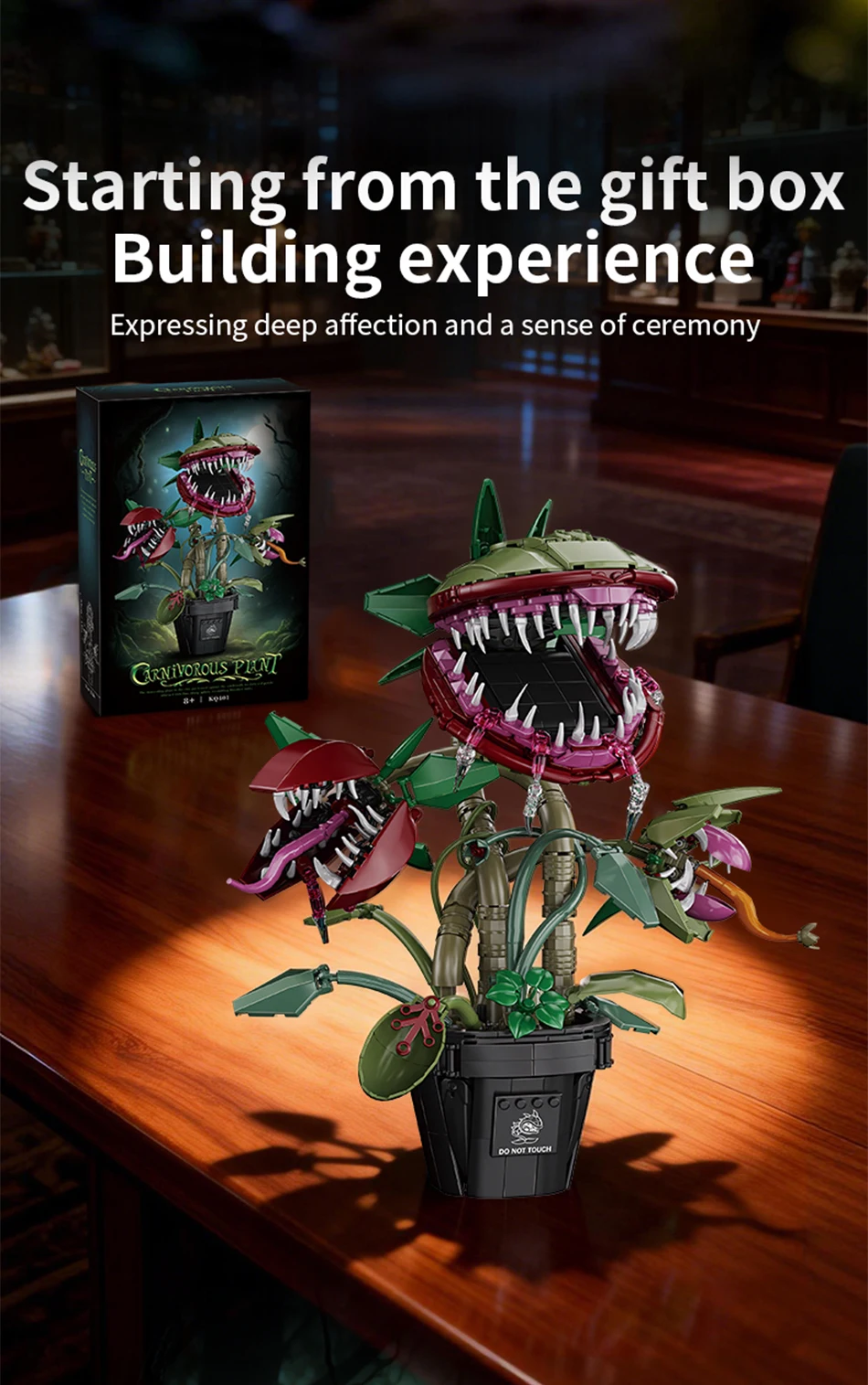 Creative Carnivorous Potted Plant Man-Eating Flower Building Blocks Home Decoration Collection MOC Bricks Toys Halloween Gift