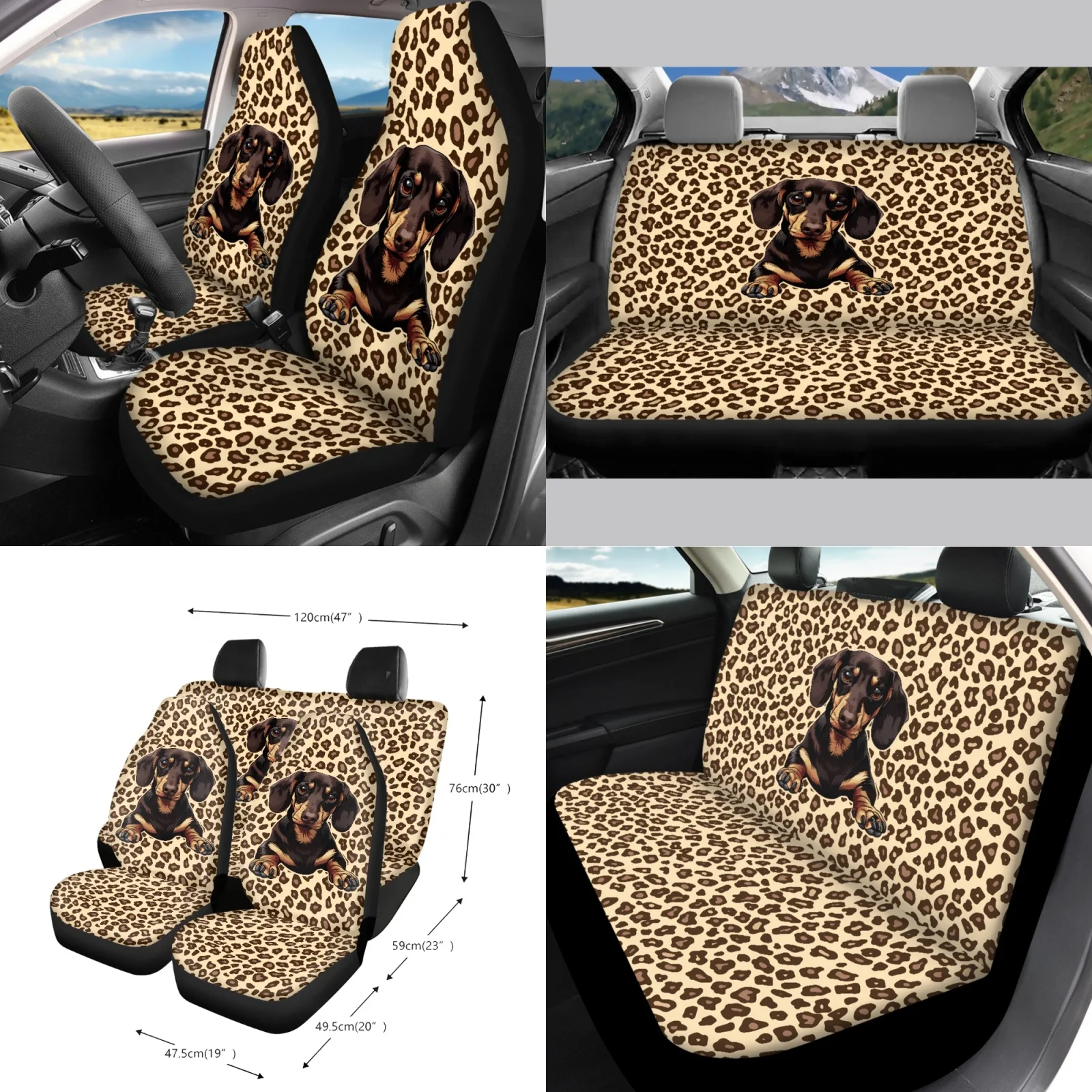 Coloranimal Wild Spot 15 Pack with Utility Steering Wheel Cover and Car Safety Strap Cover for Van