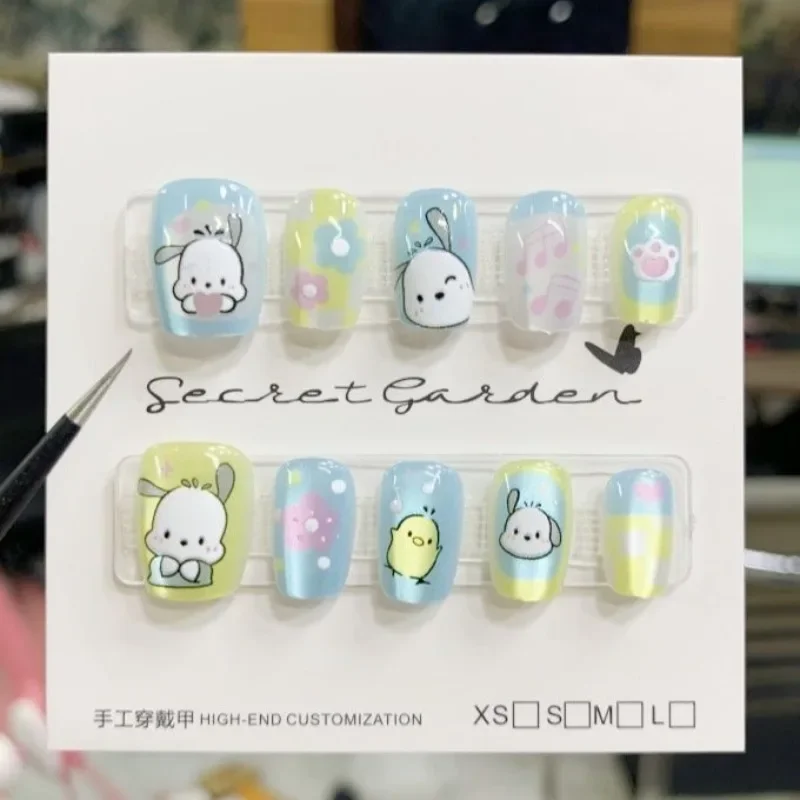 

10 шт. Pochacco аниме Kawaii Sanrio Ins модные забавные модные наклейки ручной работы для ногтей милый мультфильм Y2k нашивка на палец подарки