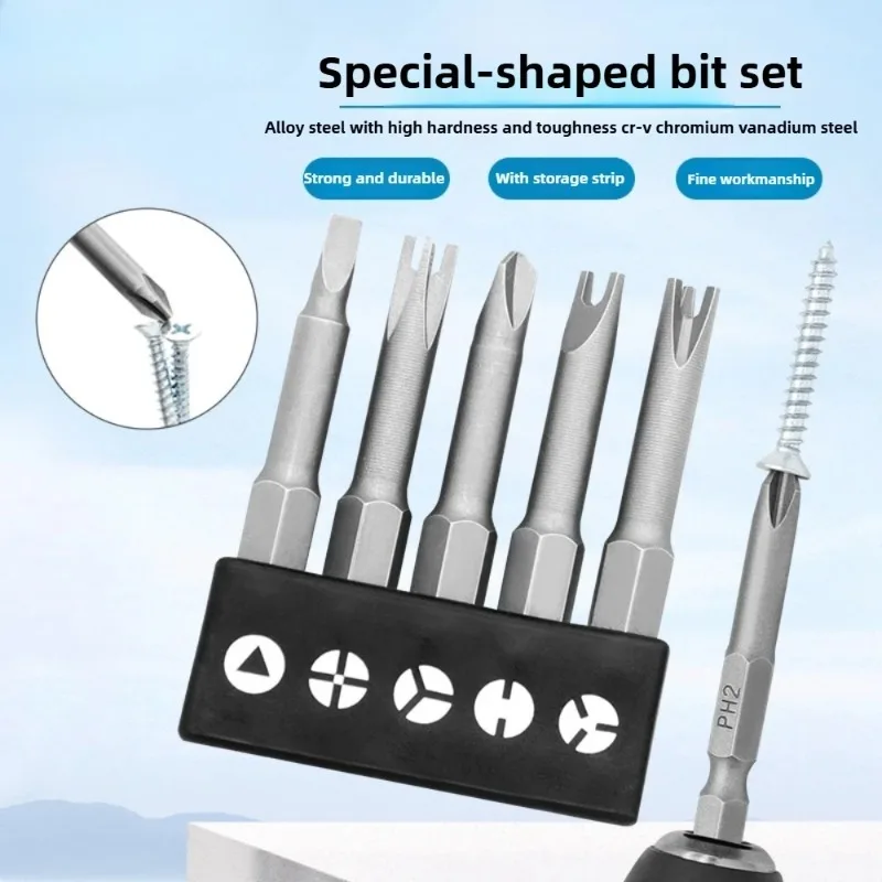 Special-Shaped 50mm U-Shaped Y-Type Triangle Inner Cross Three Points Screwdriver Bit Set L-Wrench Tool Kit for Precision Work