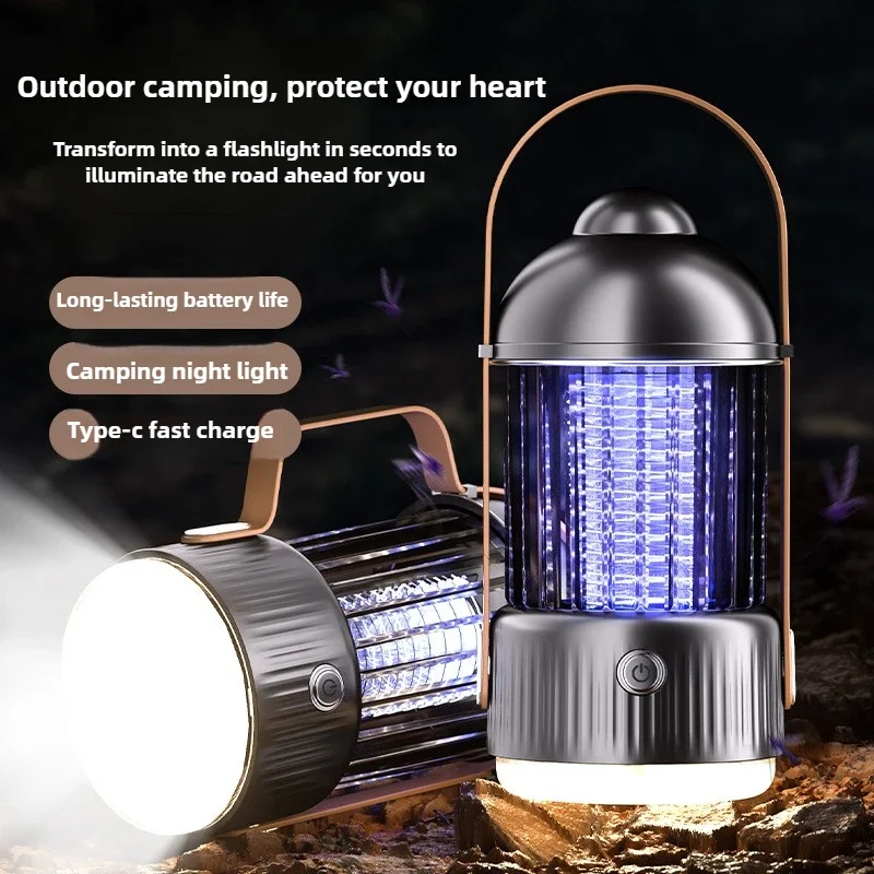 

Электрическая лампа-ловушка для комаров 2-в-1: портативный бесшумный отпугиватель насекомых для дома, спальни, кемпинга, патио, улицы.