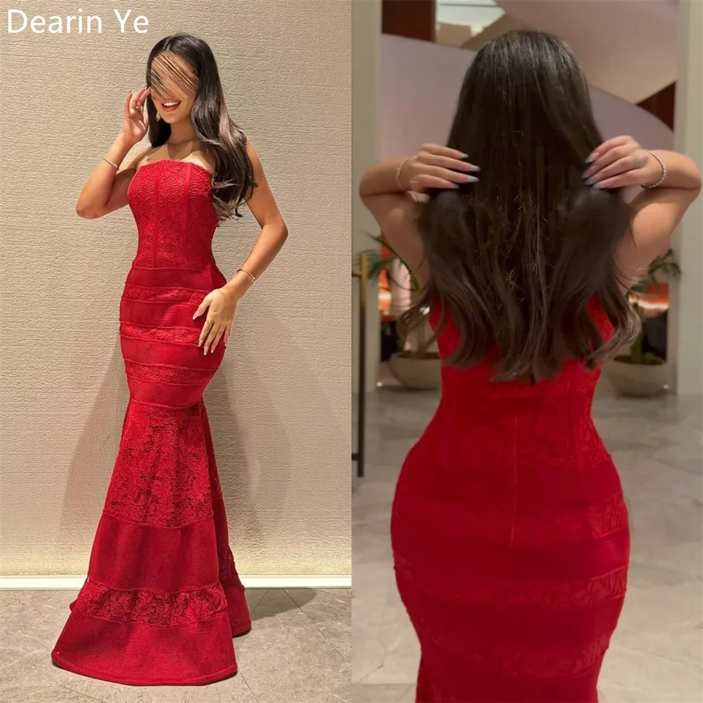 Formal Gown Evening Dearin Strapless Mermaid Floor Length Skirts Ruffle Sleeveless Hugging Bespoke Occasion Dresses Prom Dress S