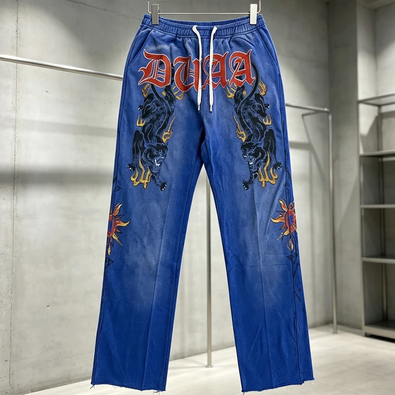 American Retro Distressed Washed DUAA Pants New Trend Fashion Multi Purpose Duaa Casual Pants Men Women