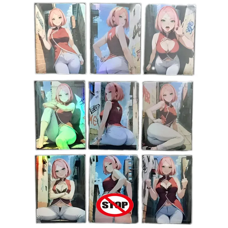 

9 шт./компл., классические персонажи аниме, сексуальные карты Наруто Харуно Сакура, телесные фотографии, боевые игры, игрушки, подарочные коллекционные карты