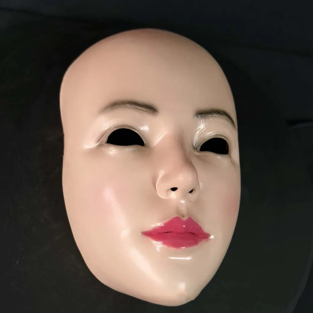 Realistic Female Face Latex Mask Cosplay Props Prom Crossdress Beauty Mask Ball Masquerade Party Funny Mask New
