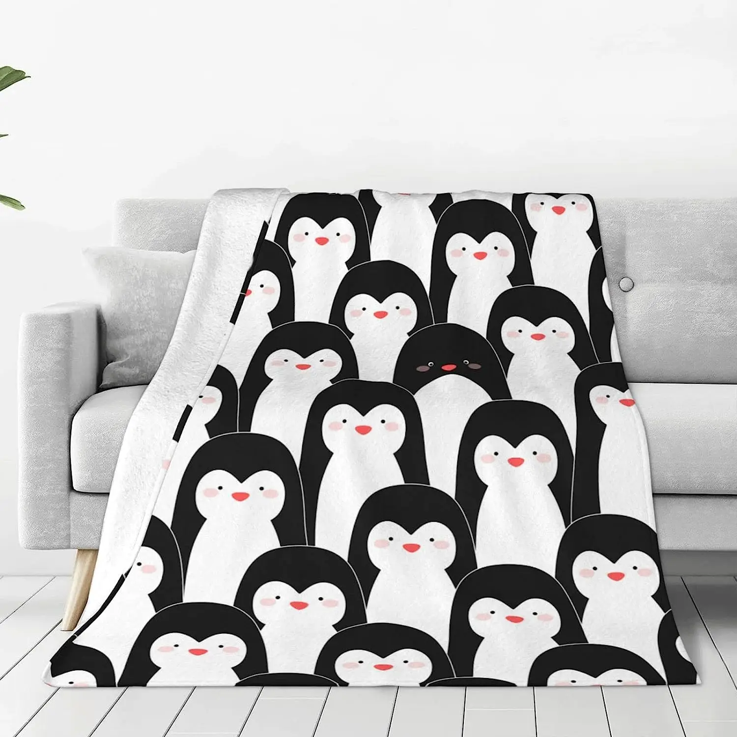 Blanket Penguin Printed Blanket Home Decor Soft Plush Blanket Bedroom Sofa Pet Blanket-60x50 in