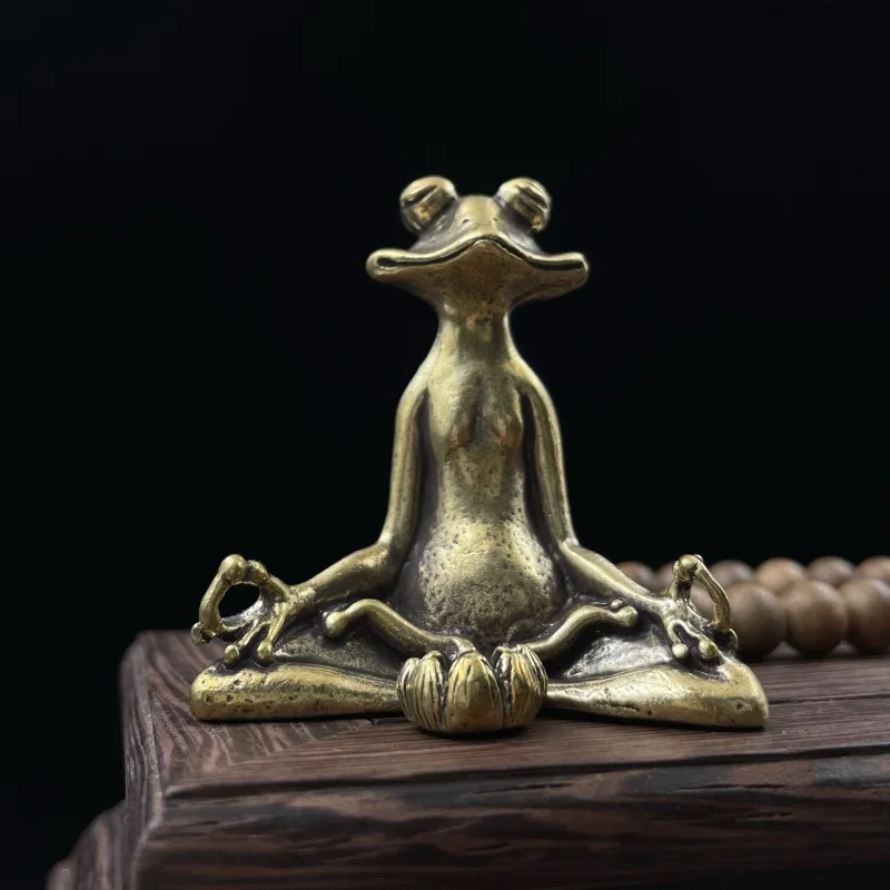 Figurine de grenouille de Yoga en cuivre, taoïsme Zen, porte-encens, Collection artisanale en laiton, Statuette de thé, animal de compagnie, Feng Shui, ornement, décoration de maison