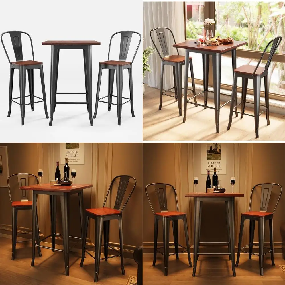 

Комплект из 3 предметов: барный стол и 2 стула, обеденный стол на 2 персоны, стол и стулья для паба с подставкой для ног и накладками для кухни, Re