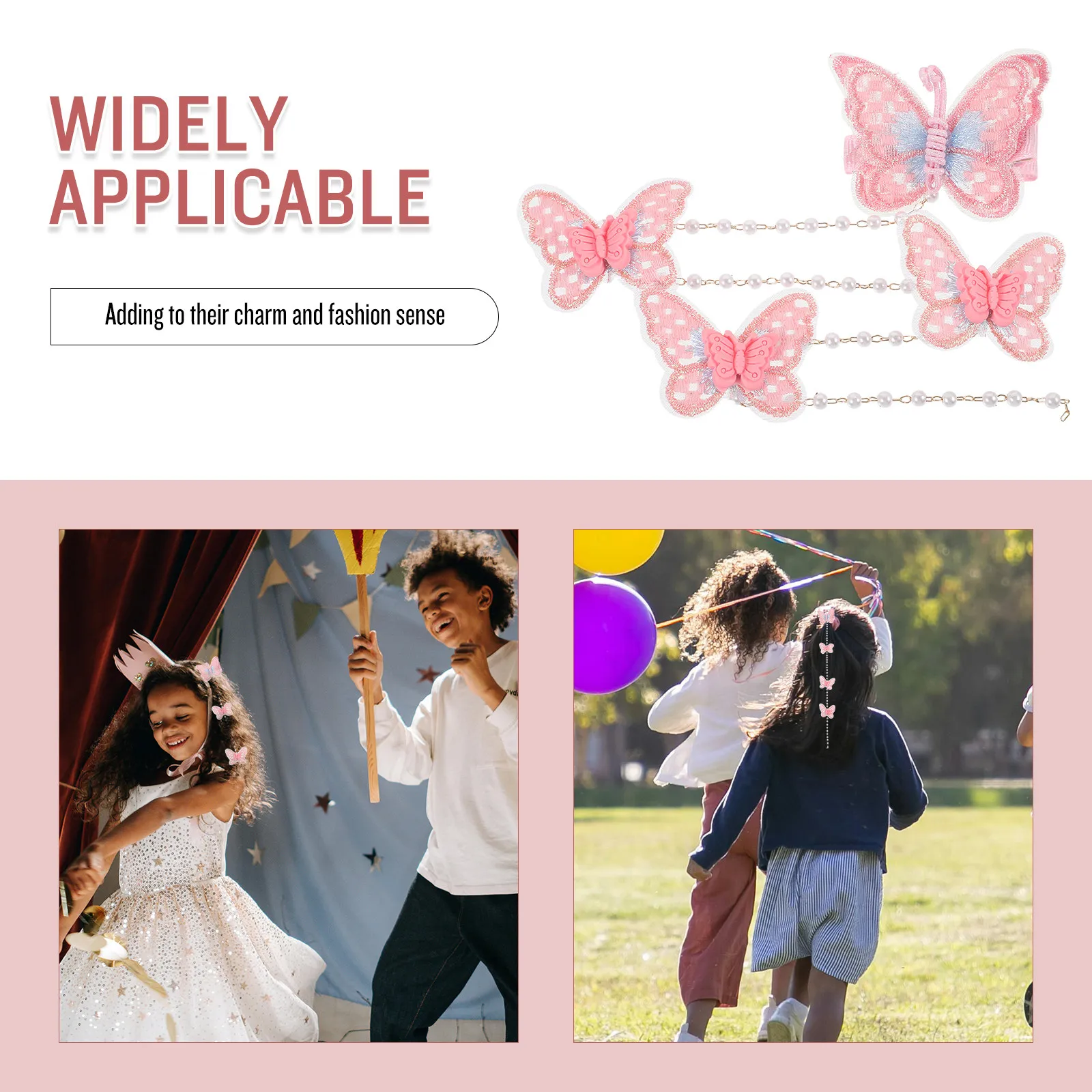 

2 шт. заколки для волос с бабочками и кисточками, милые стильные заколки для женщин и девочек, декоративные аксессуары, идеально подходят для дня рождения, Рождества