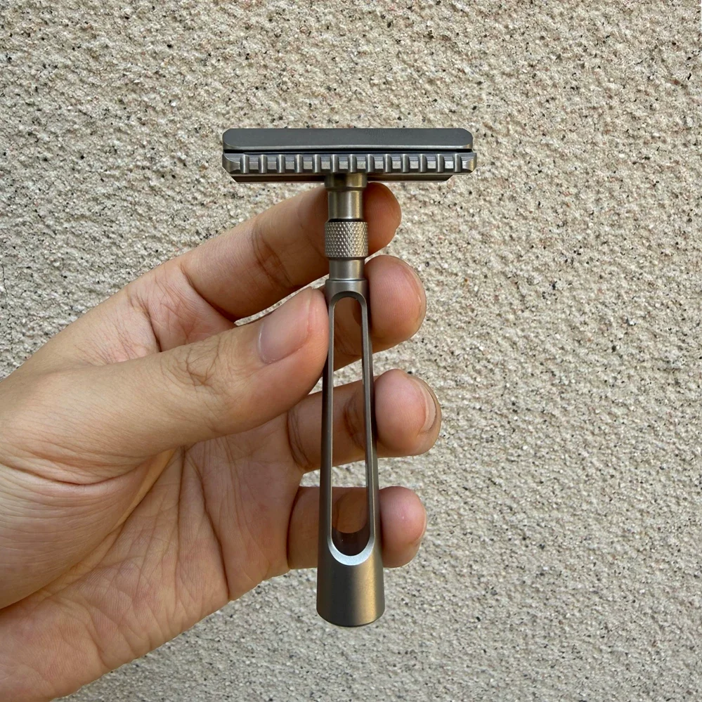TC4 Titanium Manual Double Edge Safety Razor Dual Comb Portable EDC Shaver
