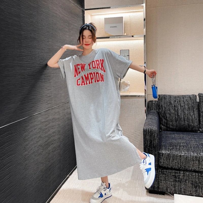 Women's Casual Oversized T Shirt Nightdress Summer Thin Short-Sleeved Pajamas Dress Female Fashion Loose Home Clothes Dress