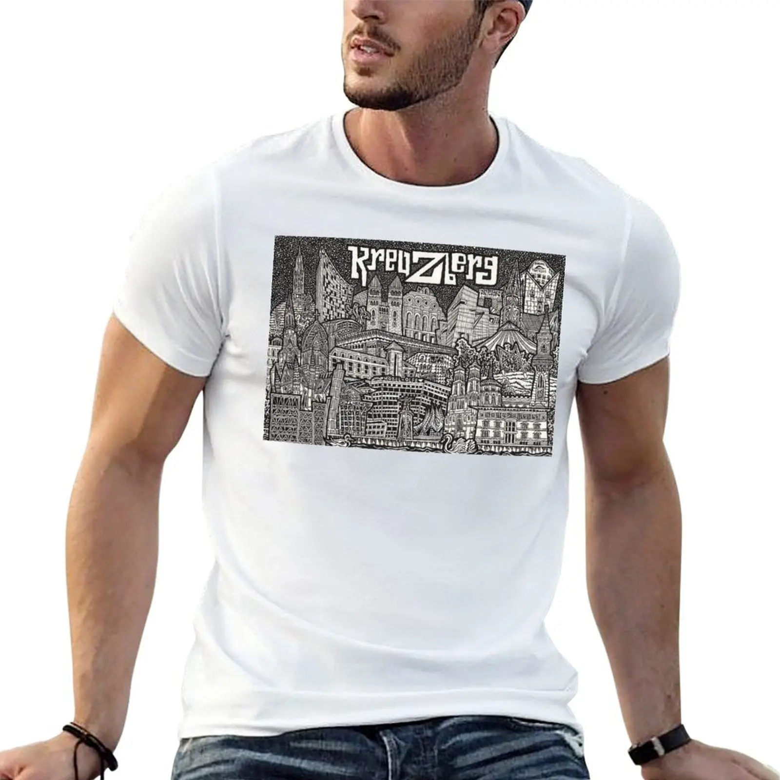 

Kreuzberg, berlin Kiez - Hand-drawn illustration T-Shirt t shirt man casual anime t shirts for man T-Shirt