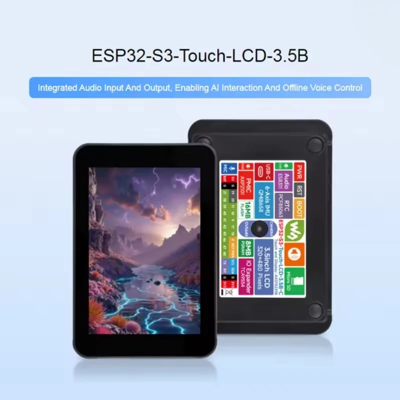ESP32-S3 3.5inch Capacitive Display Development Board, 320×480 Pixels, IPS Panel, 262K Color, Onboard Camera Interface, Su