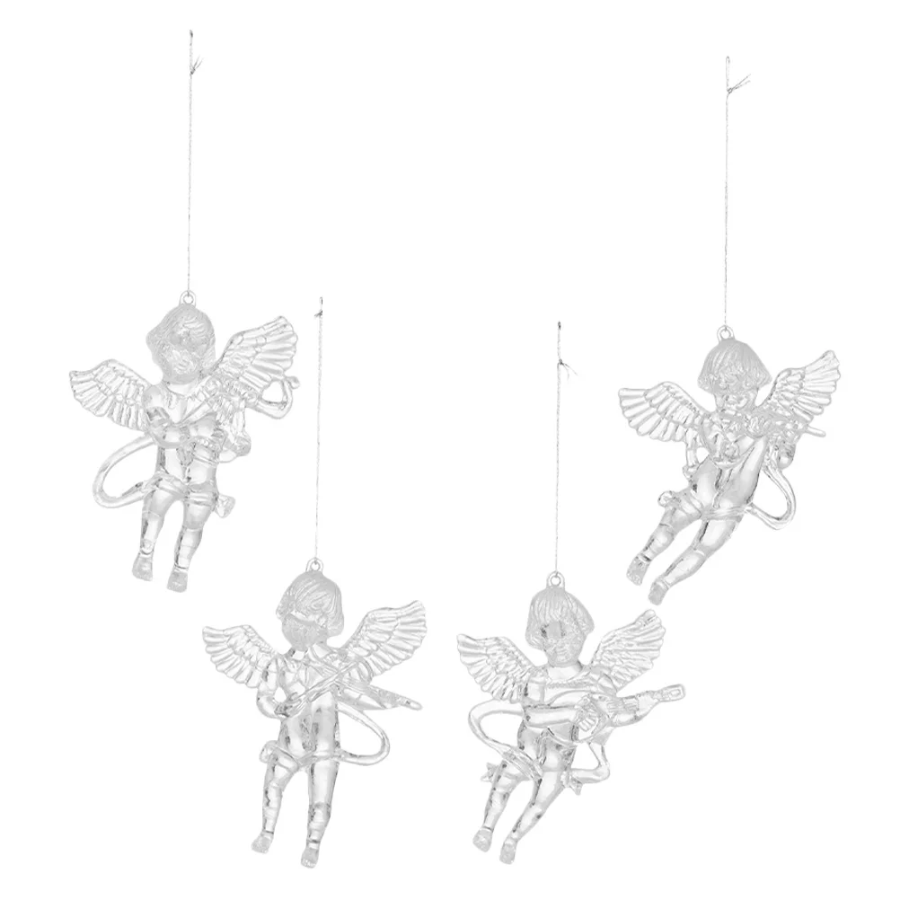 

4pcs Clear Angel Shape Hanging Decorations Acrylic Christmas Pendant For Tree Party Festival Home Xmas Angels Pendants Holiday