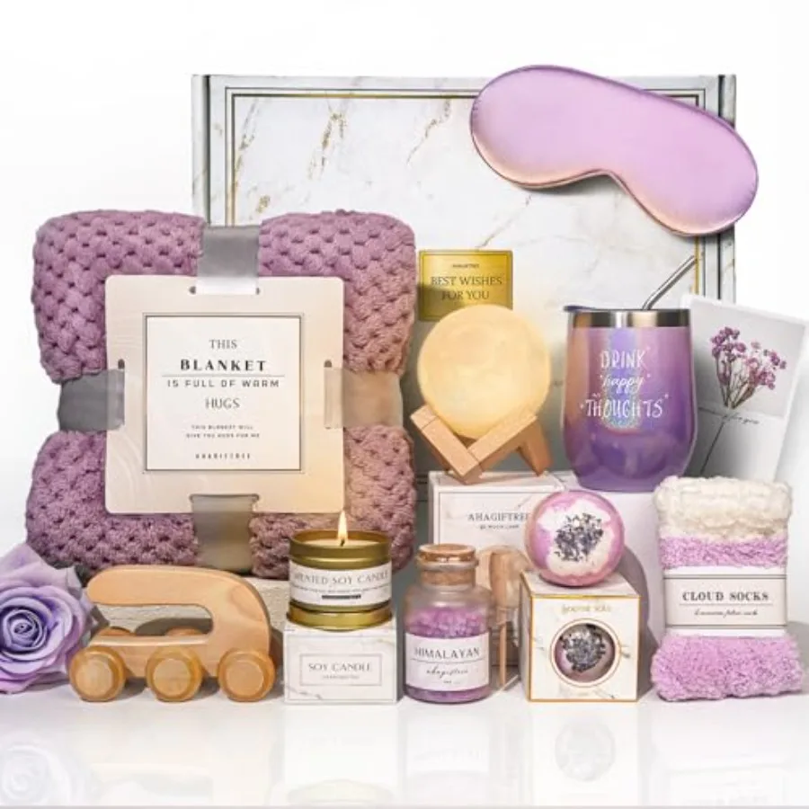 Cestas de regalo para mujeres, 11 piezas, regalos de cumpleaños, pensando en ti, Día de la Madre, agradecimiento, cuidado personal, paquete de relajación, nuevos comienzos