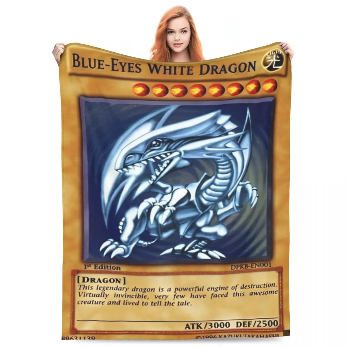 Anime Yu Gi Oh Card Blankets Blue Eyes White Dragon Cartoon Plush Novelty Soft Throw Blankets for Home Restaurant Spring Autumn