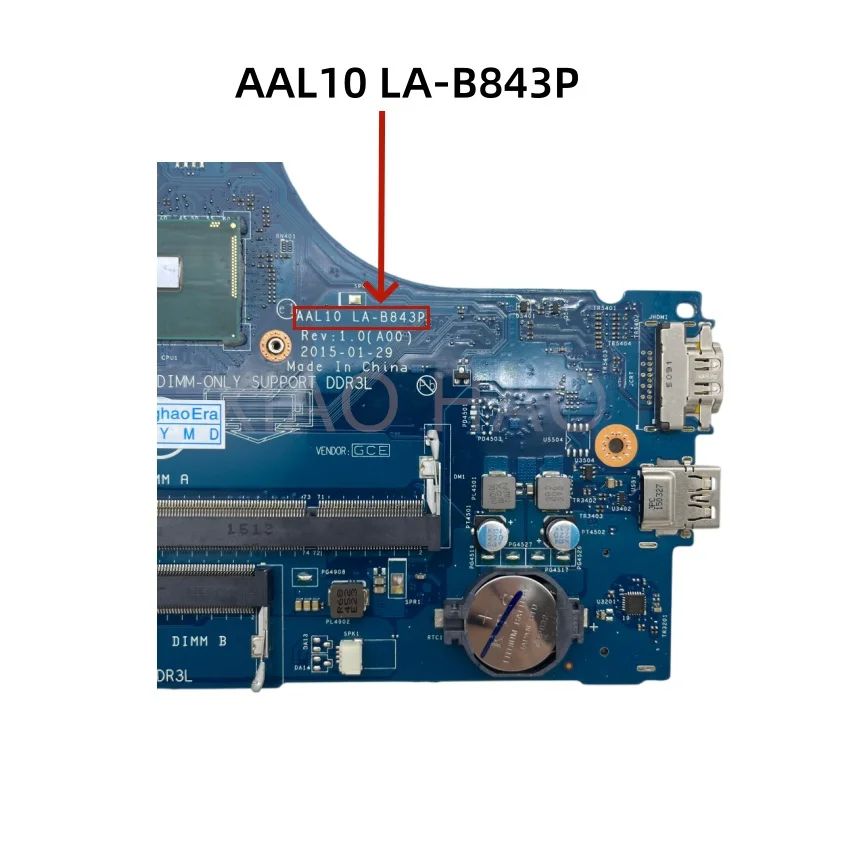 Placa-mãe AAL10 LA-B843P para Dell Inspiron 5458 5558 5758 com CPU 3205U i5-5200U UMA/920M 2GB-GPU CN-0NRNP9 0FRV68