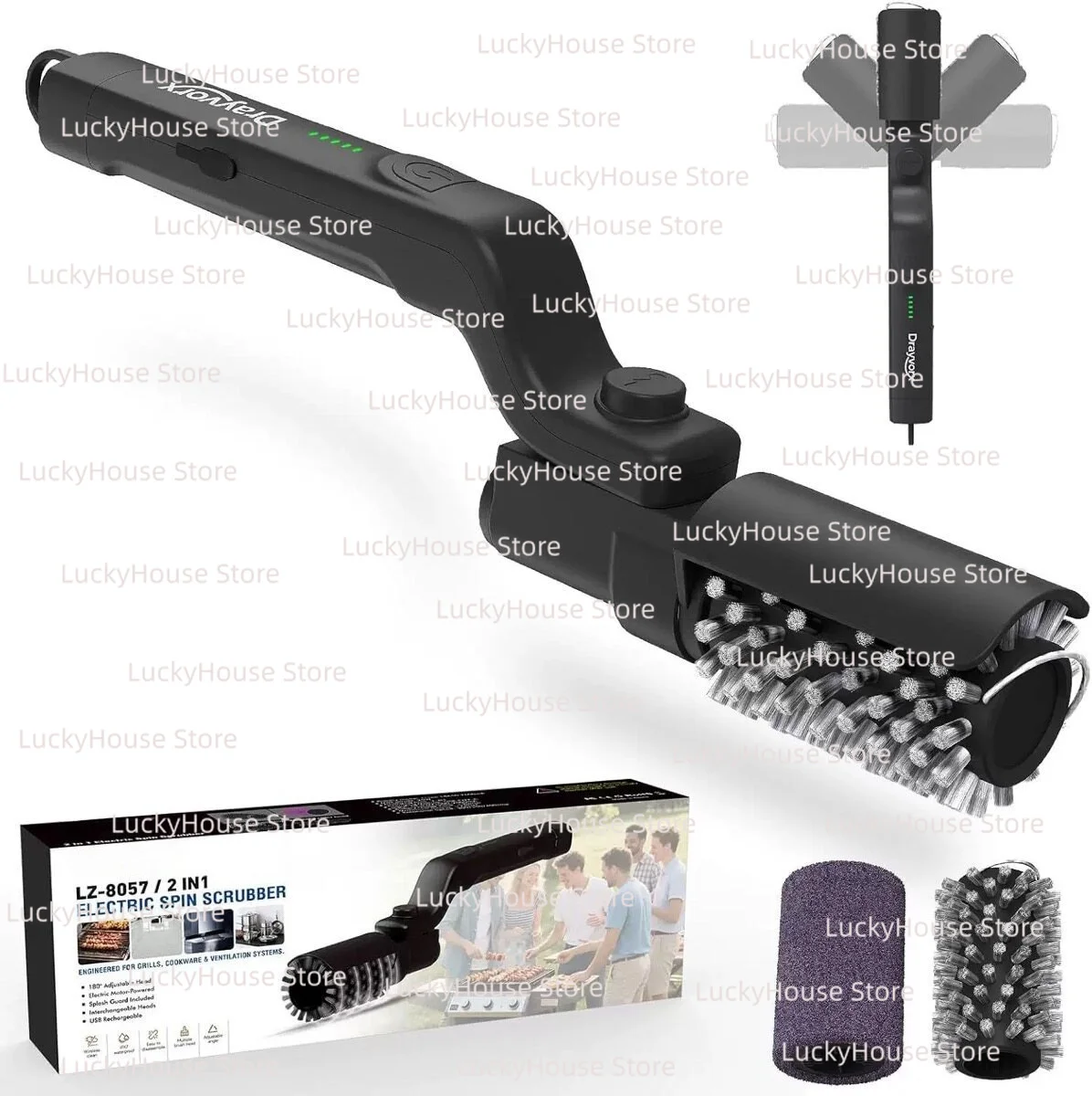 Electric Grill Cleaning Brush Rotating BBQ Grill Scrubber Heavy Grease Cleaner High Temperature Resistant