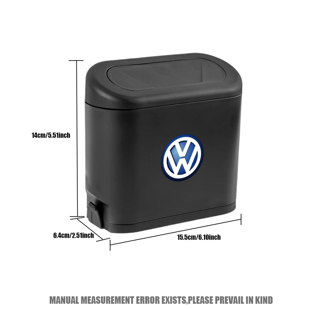 1PCS Portable black Abs car trash can storage box flip-top trash can Car Accessories For Volkswagen R Line R32 Touareg Passat