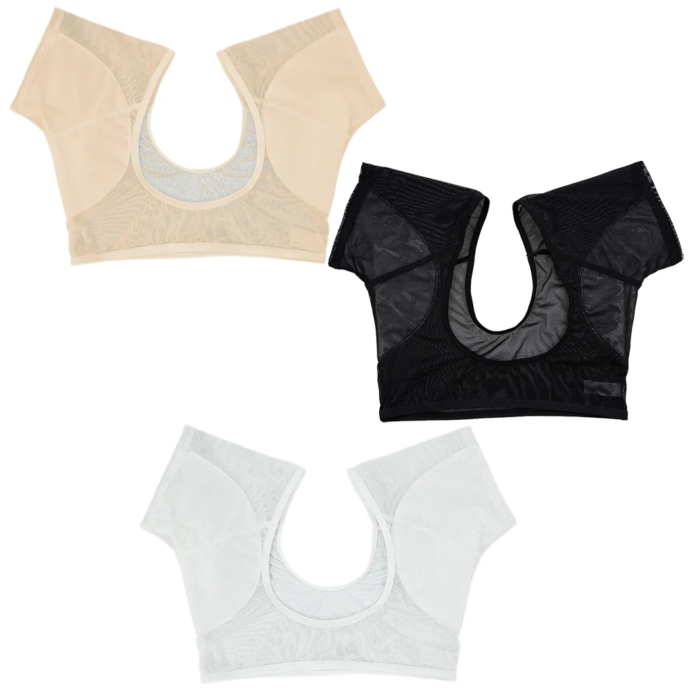 

3Pcs Underarm Sweat Proof Vest Breathable Armpit Pad Undershirt Women Black White Beige L Size Quick Dry Sports Yoga