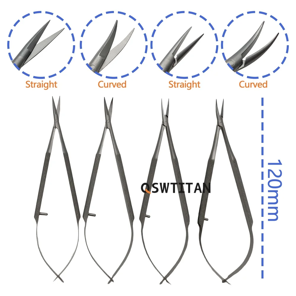 Stainless Steel Ophthalmic Instrument Set with Sterilization Box Straight Curved Needle Holder Tweezers Scissors Kit