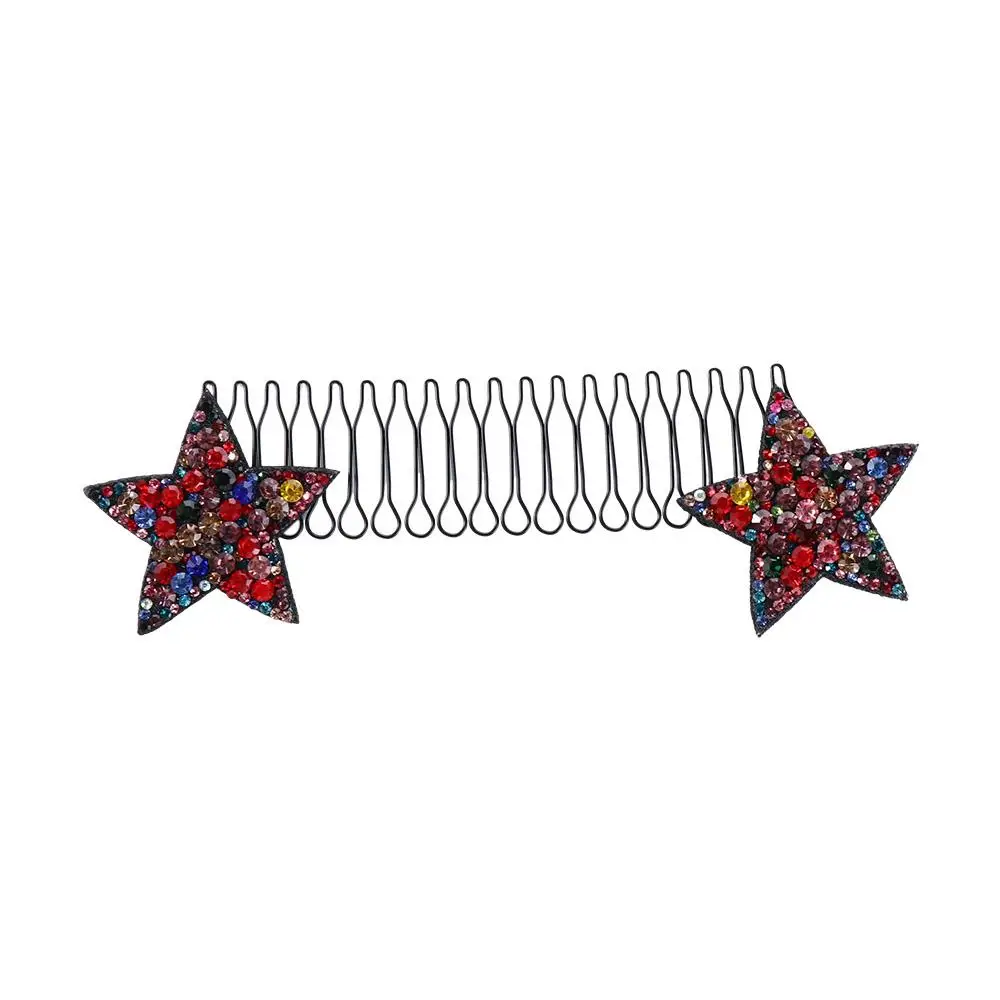 Cute Rhinestone U Shape Hair Styling Comb Star Bow Invisible Extra Hair Holder Fixed Combs Hair Wear Spring Hair Comb Lady