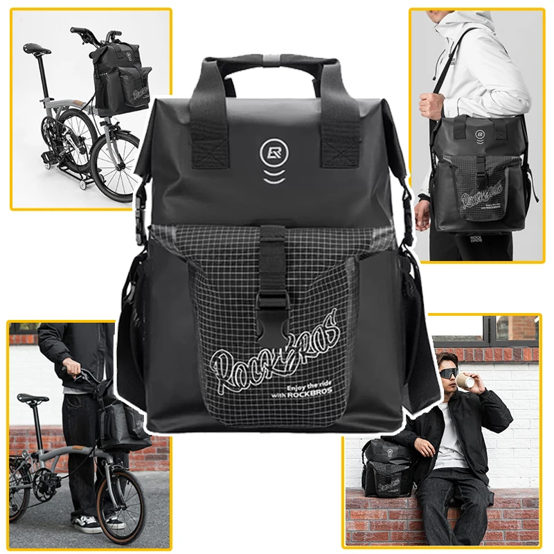 

Folding Bike Front Bag 18L Large Capacity Shoulder Strap Design Multifunctional Bag Suitable for Brompton Folding Bikes