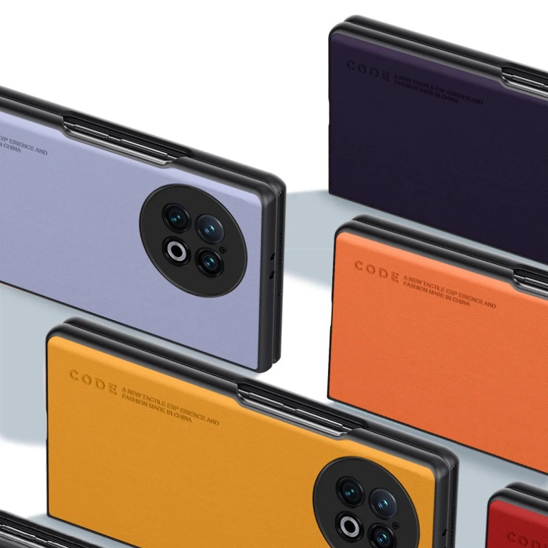 حافظة لهاتف Vivo X Fold5 قابلة للطي لهاتف X Fold 5 FOLD5 XFold5 غطاء حماية من الجلد العادي غطاء خلفي