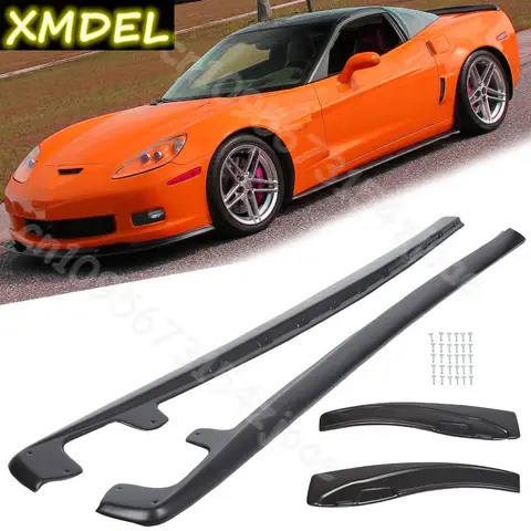 For 05-13 Corvette C6 Z06 Wide Body Model ZR1 Style ABS Side Skirts Rocker Panel Only applicable to wide body