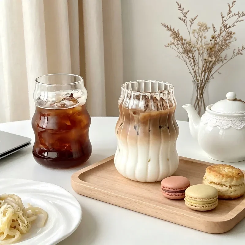 1pc Cloud Shaped Spiral Glass Mug Large Capacity Portable Drinking Container Stylish Household Beverage Cup