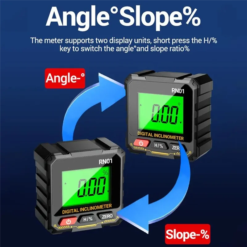 Compact Slope Angle Measurement Ruler Digital Display Multi-Functional Inclinometer High Precision Magnetic Inclinometer Box
