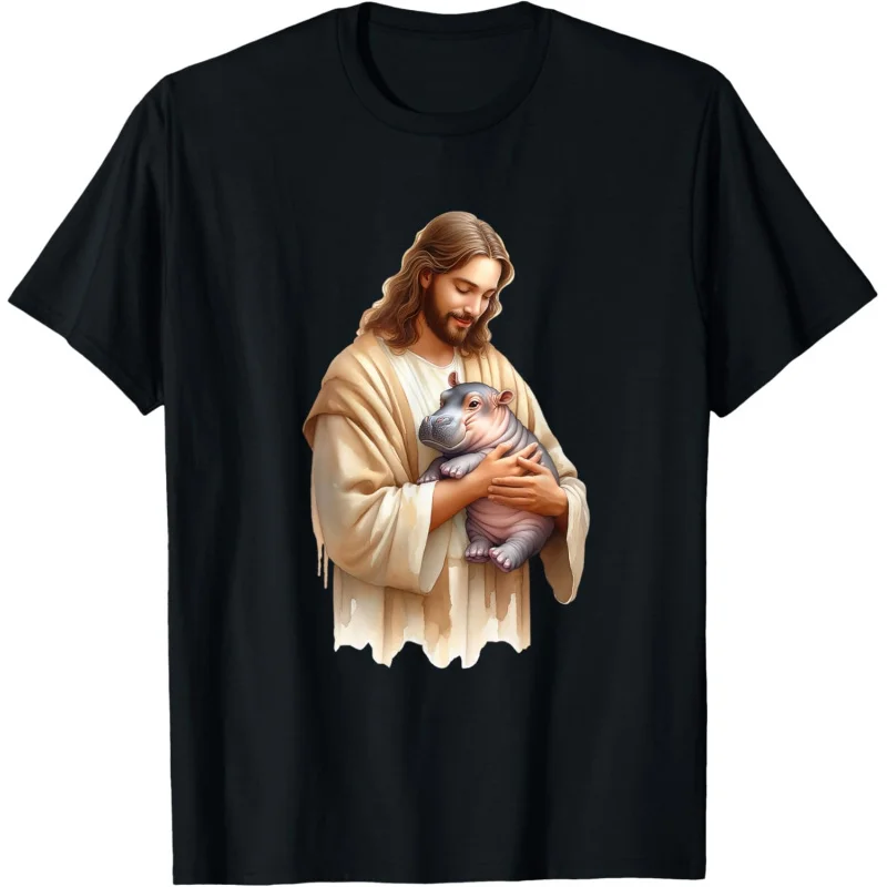 

Jesus Retro Love Muden Bouncing Pig Hippopotamus Muden Men's T-shirt